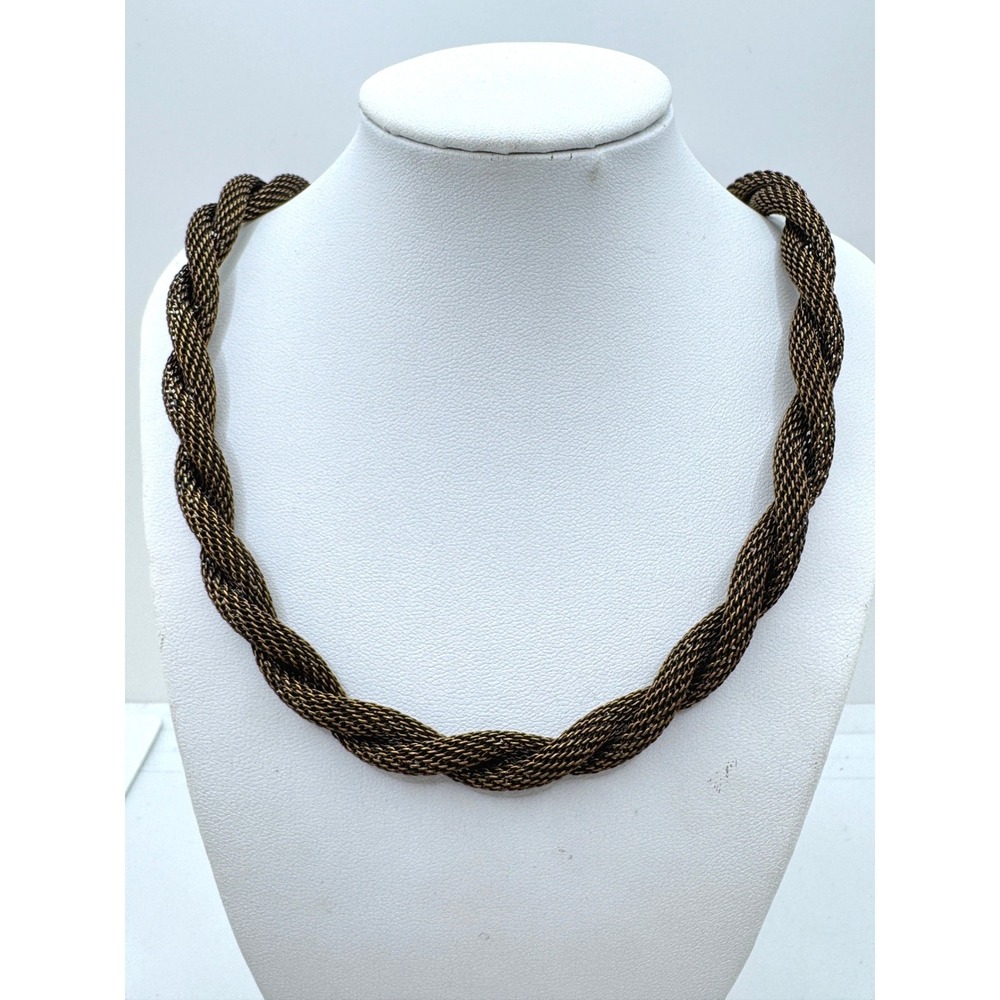 Amano Studio Antique Bronze Twisted Mesh Braided Chain Necklace Adjustable
